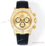 C1 Factory Super Clone Rolex Daytona 4131 Black-Gold Dial with Baguettes